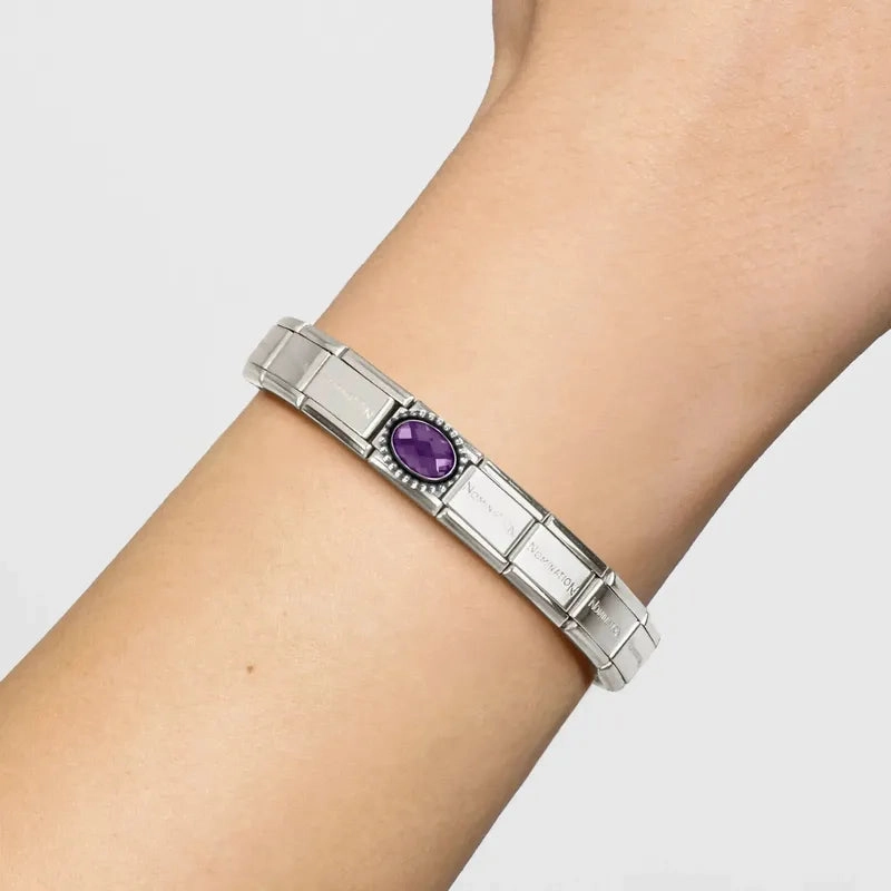 Nomination Composable Link Violet Vintage Effect Stone, Silver