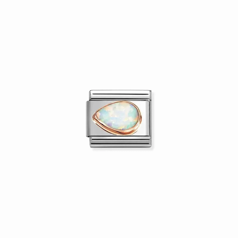 Nomination Composable Link White Opal Drop Left, 9K Rose Gold