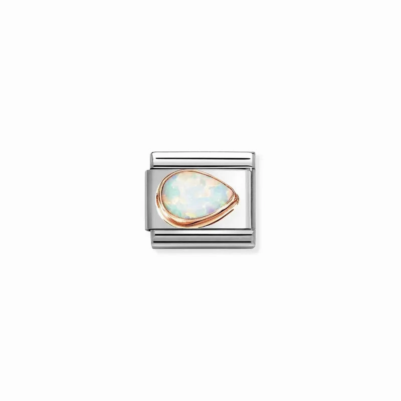 Nomination Composable Link White Opal Drop Right, 9K Rose Gold