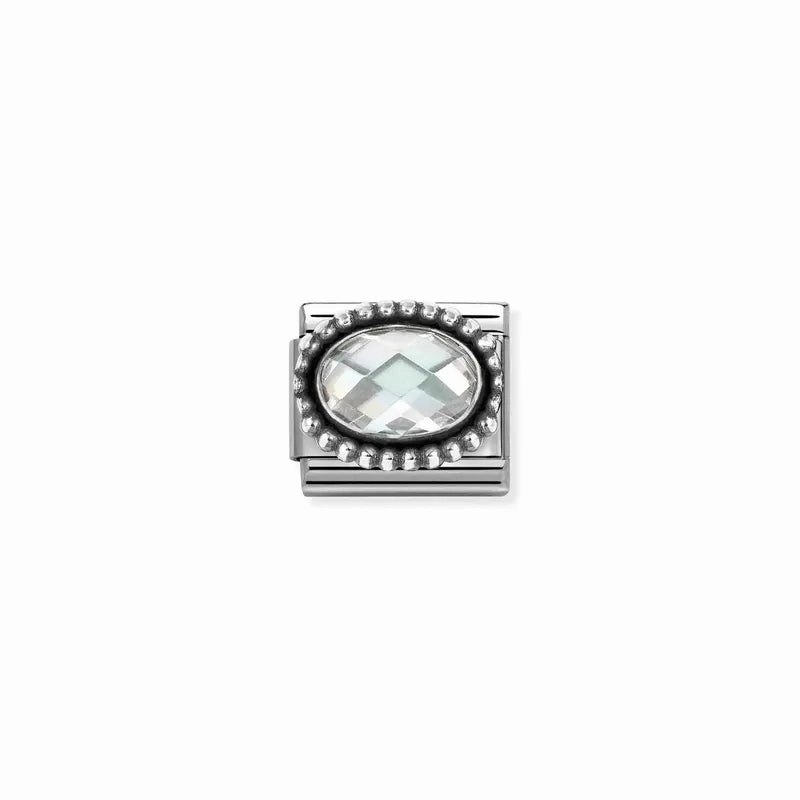 Nomination Composable Link White Vintage Effect Stone, Silver