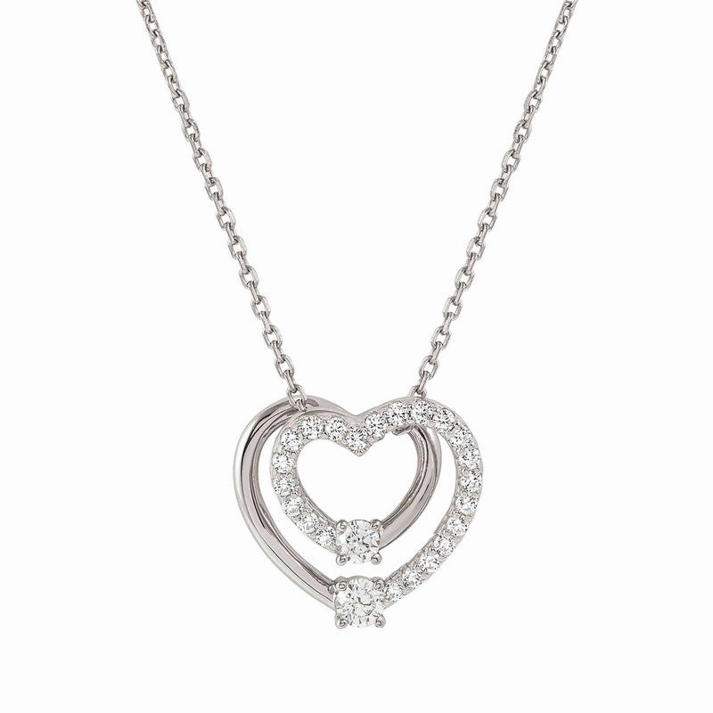Nomination CosmicLove Necklace, Big Pave Heart, Cubic Zirconia, Sterling Silver