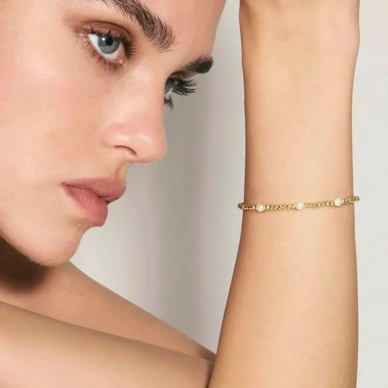 Nomination Fashion Era Bracelet with 3 Pearls, PVD Yellow Gold