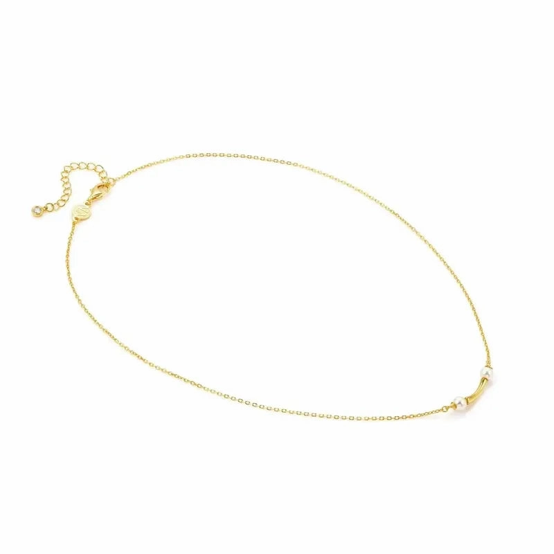 Nomination Fashion Era Necklace with 2 Pearls, PVD Yellow Gold