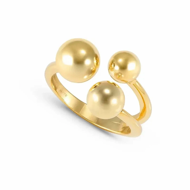 Nomination Fashion Era Ring with 3 Spheres, PVD Yellow Gold