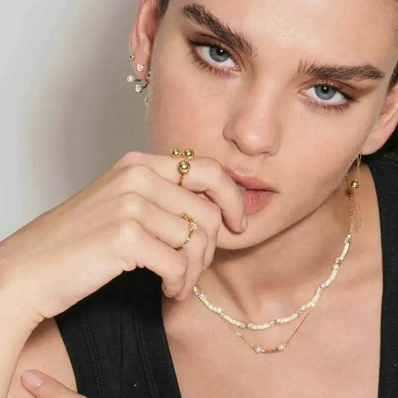 Nomination Fashion Era Ring with 3 Spheres, PVD Yellow Gold