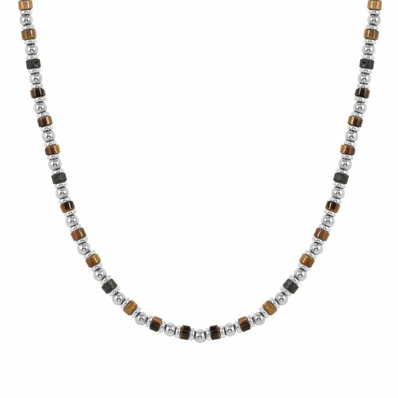 Nomination Instinct Style Sea Ed Necklace with Natural Stones, Stainless Steel