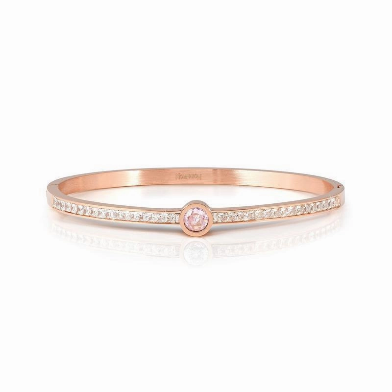 Nomination Pretty Bangle, Rigid Bracelet, Pink PVD & Center Cubic Zirconia