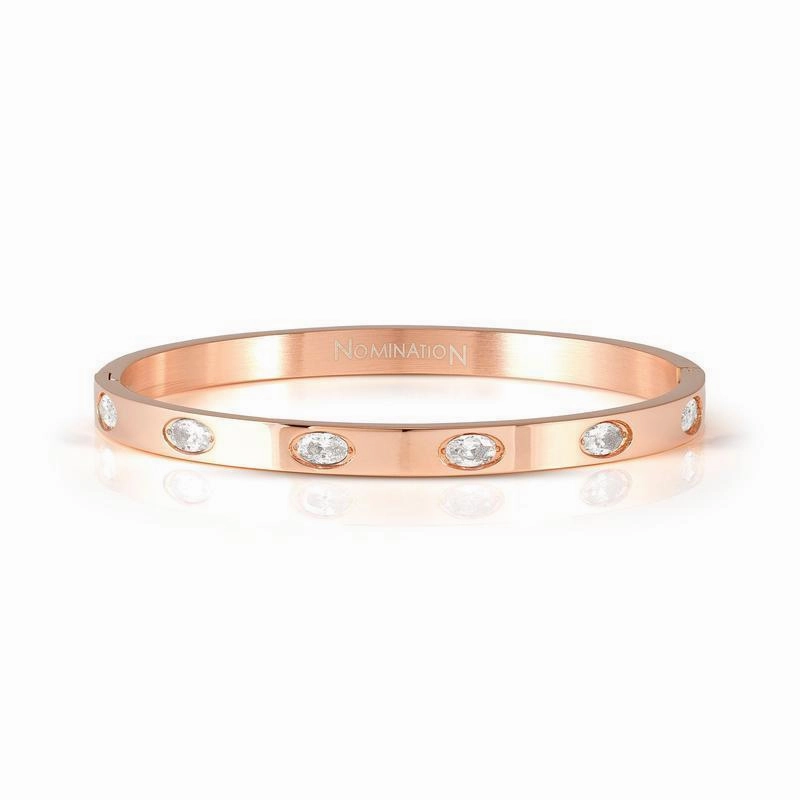 Nomination Pretty Bangle, Rigid Bracelet, Pink PVD & Coloured Stones