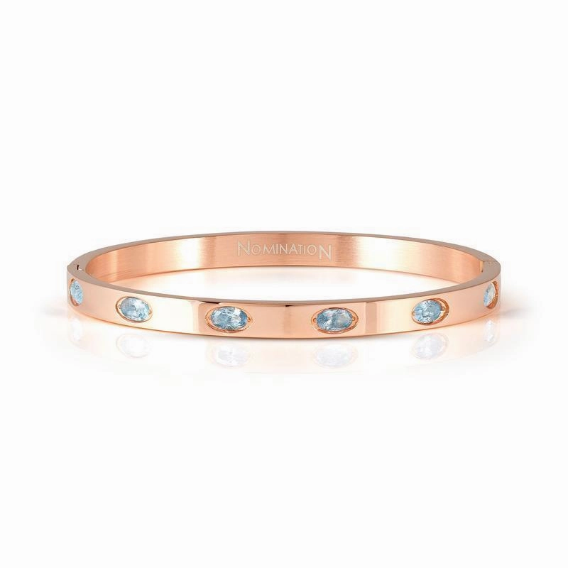 Nomination Pretty Bangle, Rigid Bracelet, Pink PVD & Coloured Stones