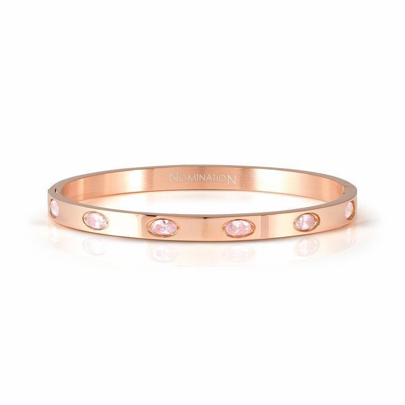Nomination Pretty Bangle, Rigid Bracelet, Pink PVD & Coloured Stones