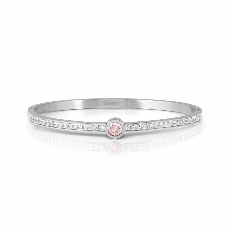 Nomination Pretty Bangle, Rigid Bracelet, Silver with Centre Cubic Zirconia, Stainless Steel