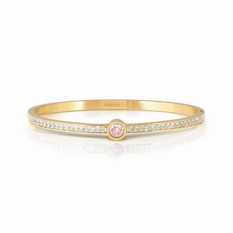 Nomination Pretty Bangle, Rigid Bracelet, Yellow PVD & Central Cubic Zirconia