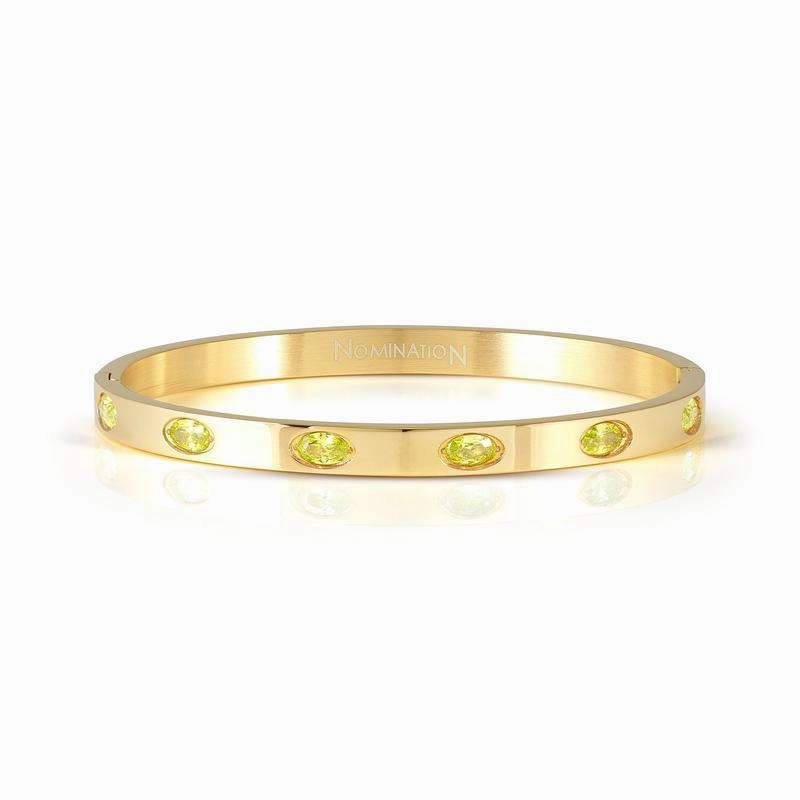 Nomination Pretty Bangle, Rigid Bracelet, Yellow PVD & Coloured Stones
