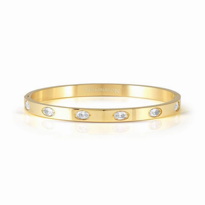 Nomination Pretty Bangle, Rigid Bracelet, Yellow PVD & Coloured Stones