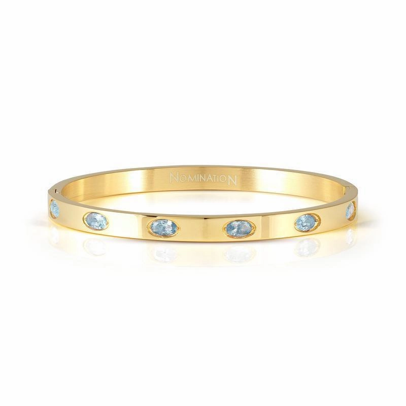 Nomination Pretty Bangle, Rigid Bracelet, Yellow PVD & Coloured Stones
