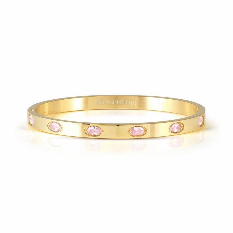 Nomination Pretty Bangle, Rigid Bracelet, Yellow PVD & Coloured Stones