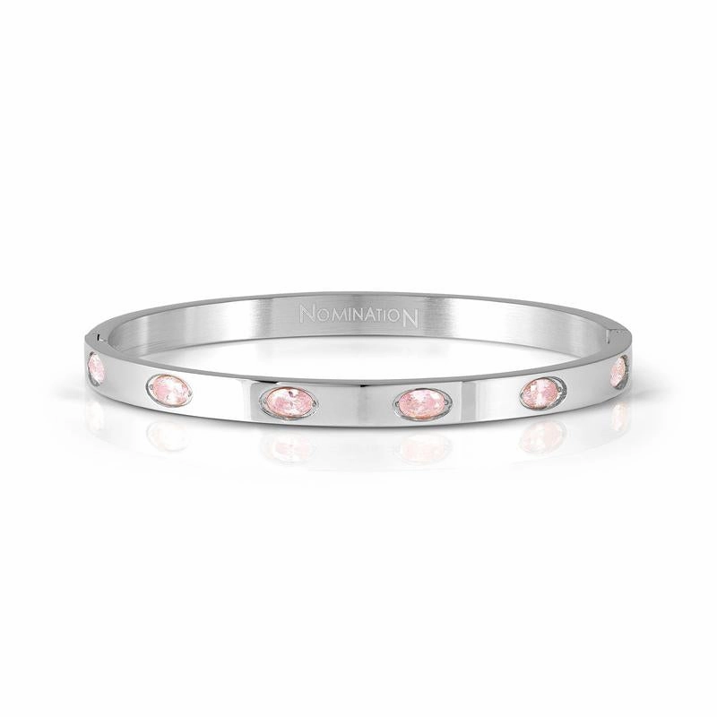 Nomination Pretty Bangle, Rigid Coloured Stones, Silver, Stainless Steel