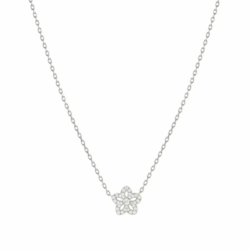 Nomination Sweetmadame Necklace, Flower with Cubic Zirconia, Sterling Silver