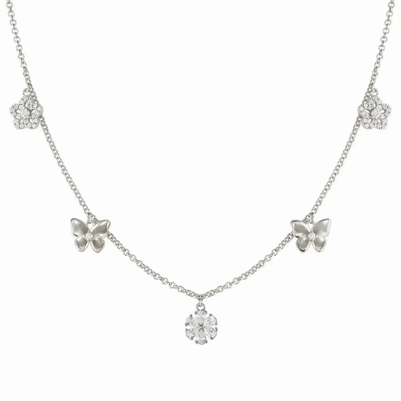 Nomination Sweetmadame Necklace, Flowers & Butterflies Mix, Sterling Silver