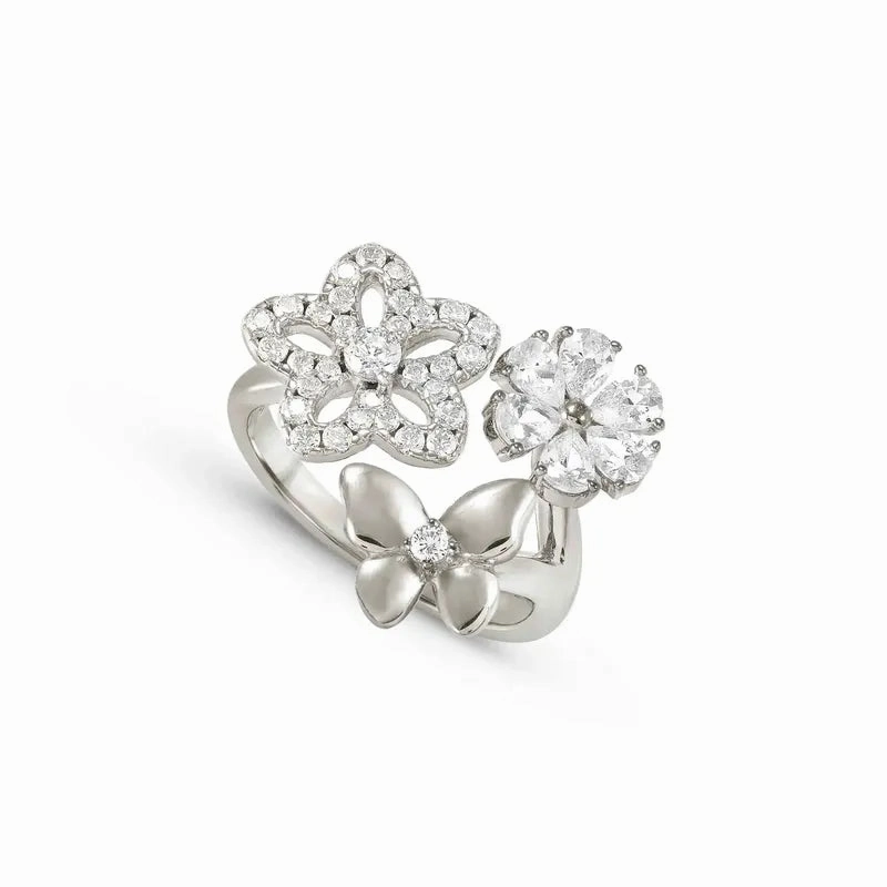 Nomination Sweetmadame Ring, Flowers & Butterfly Cubic Zirconia, Silver