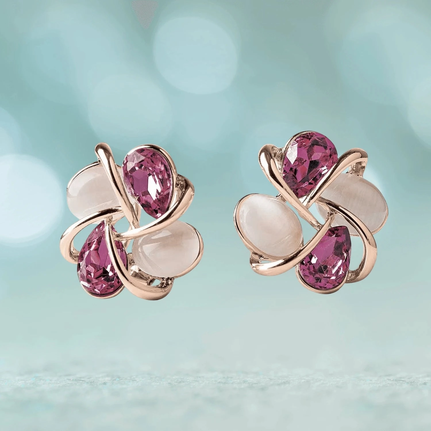 Orbit Swirl Earrings Rose Gold