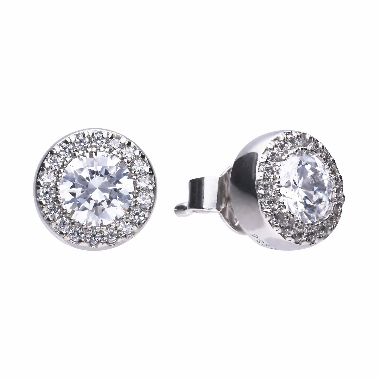 Pave Set Zirconia Halo Stud Earrings