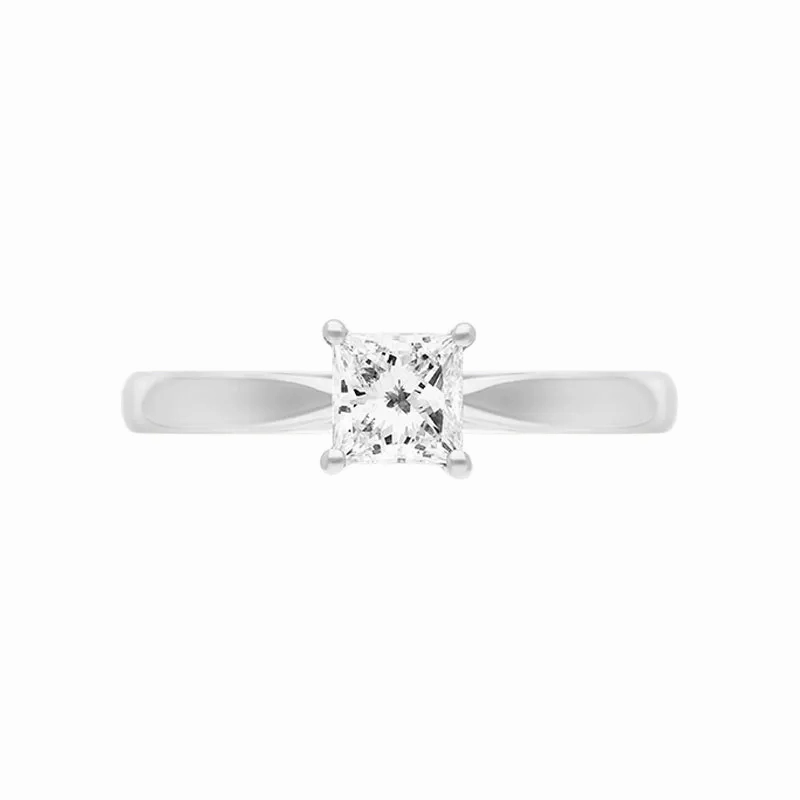 Platinum 0.51ct Diamond Princess Cut Solitaire Ring