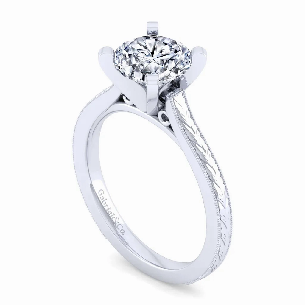 Platinum 'Alma' Vintage Inspired Solitaire Engagement Ring