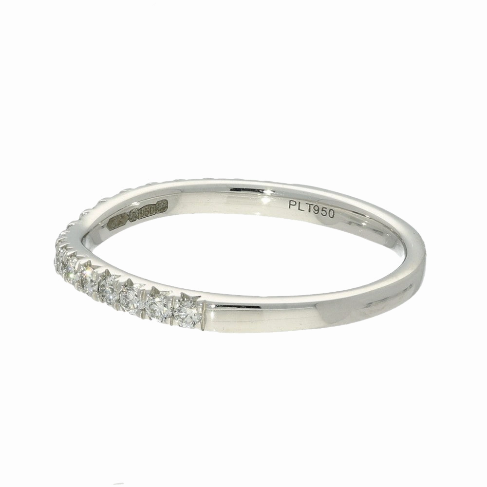 Platinum Diamond Micro Claw Curved Half Eternity Ring