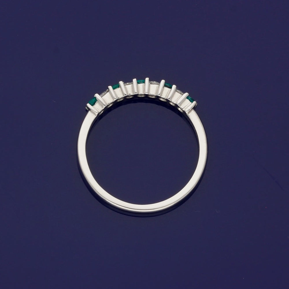 Platinum Emerald & Diamond 7 Stone Ring