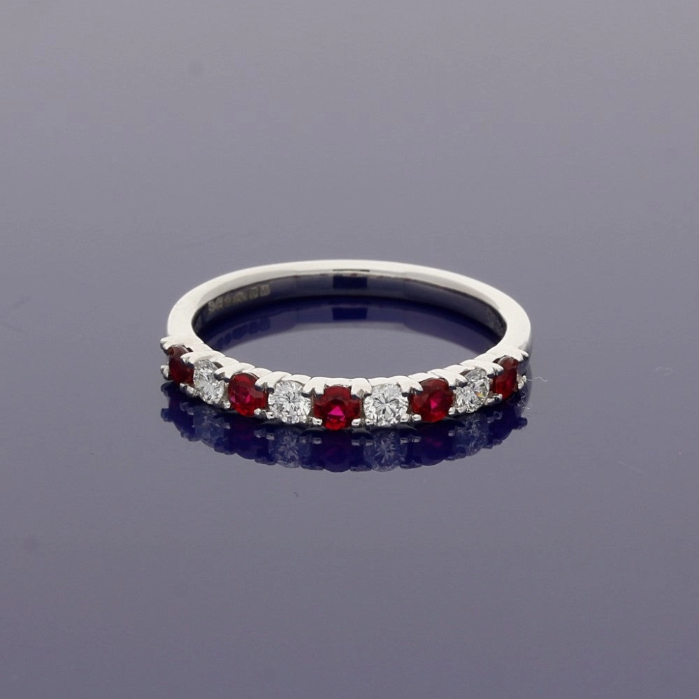 Platinum Ruby & Diamond Half Eternity Ring