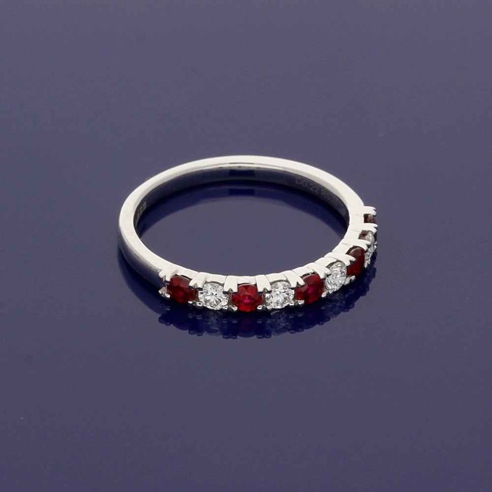 Platinum Ruby & Diamond Half Eternity Ring