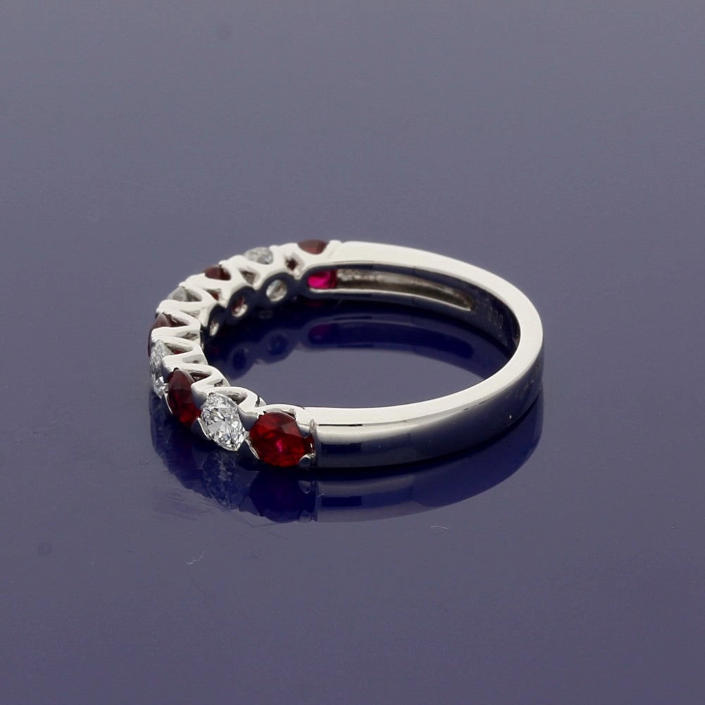 Platinum Ruby and Diamond Half Eternity Ring