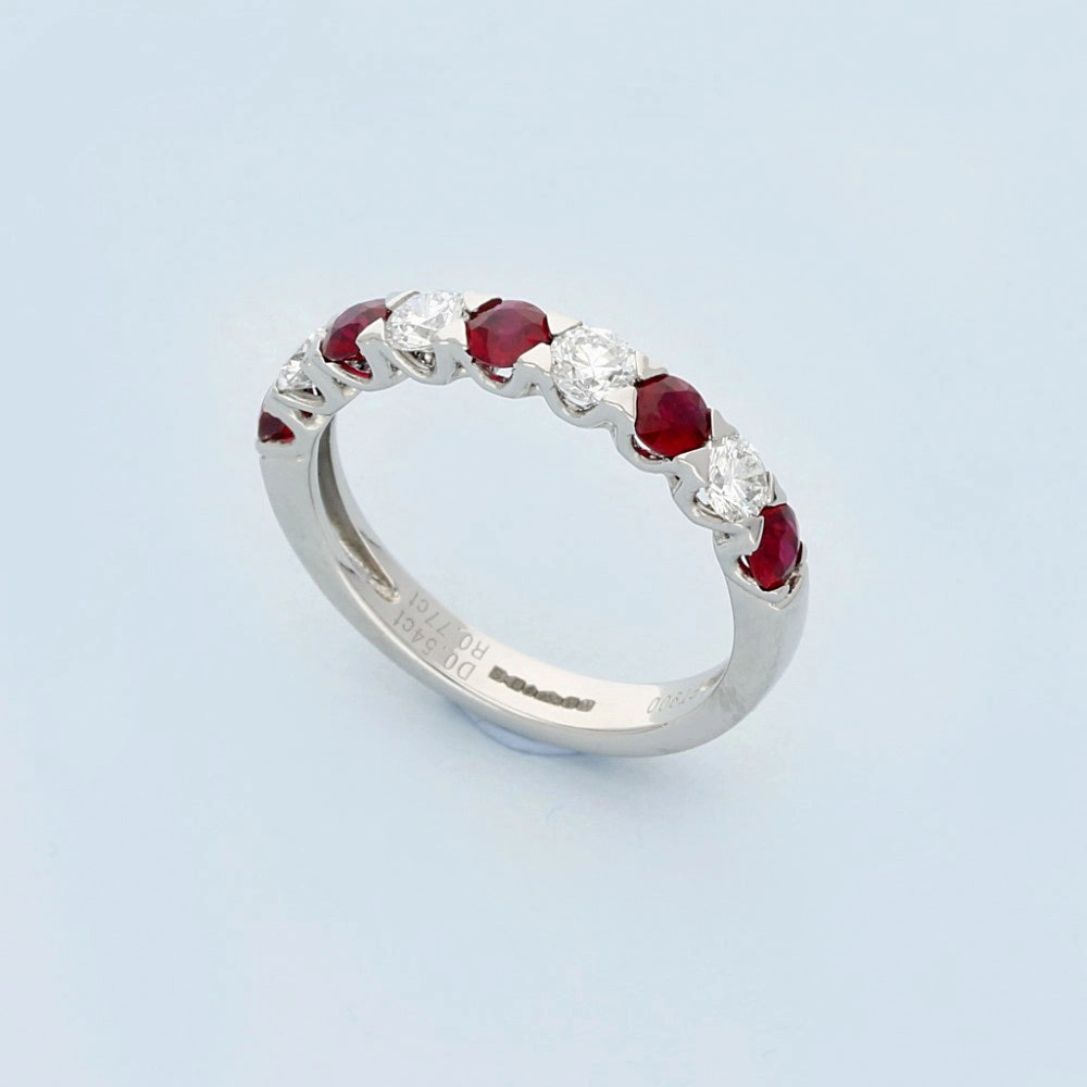 Platinum Ruby and Diamond Half Eternity Ring