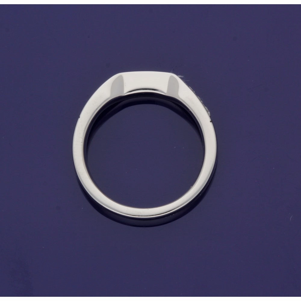 Platinum Shaped Wedding Band With Pave Set Diamonds