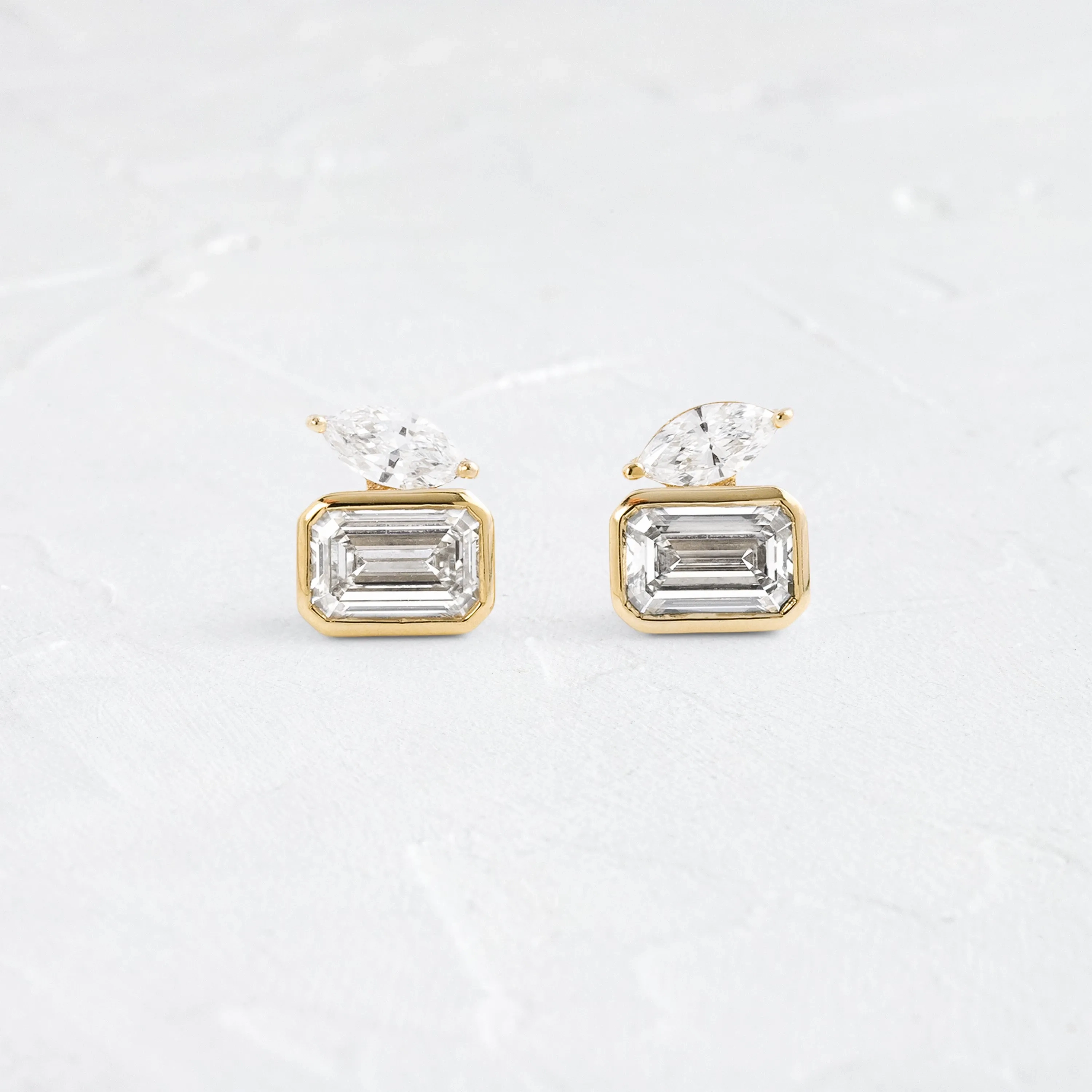 Poise Bezel Studs, 2.06ctw. Lab-Grown Emerald Cut