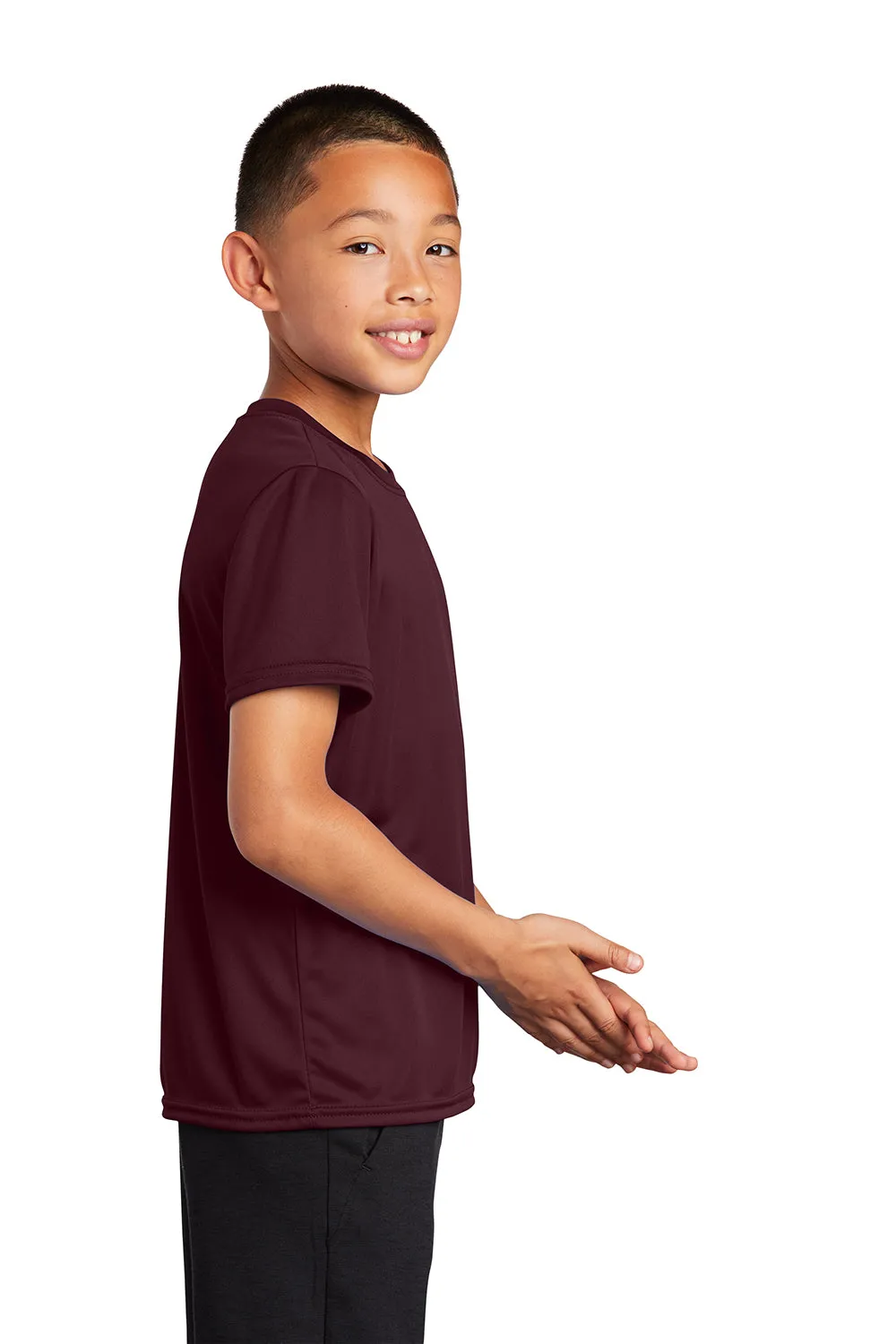 Port & Company Youth Dry Zone Performance Moisture Wicking Short Sleeve Crewneck T-Shirt - Athletic Maroon