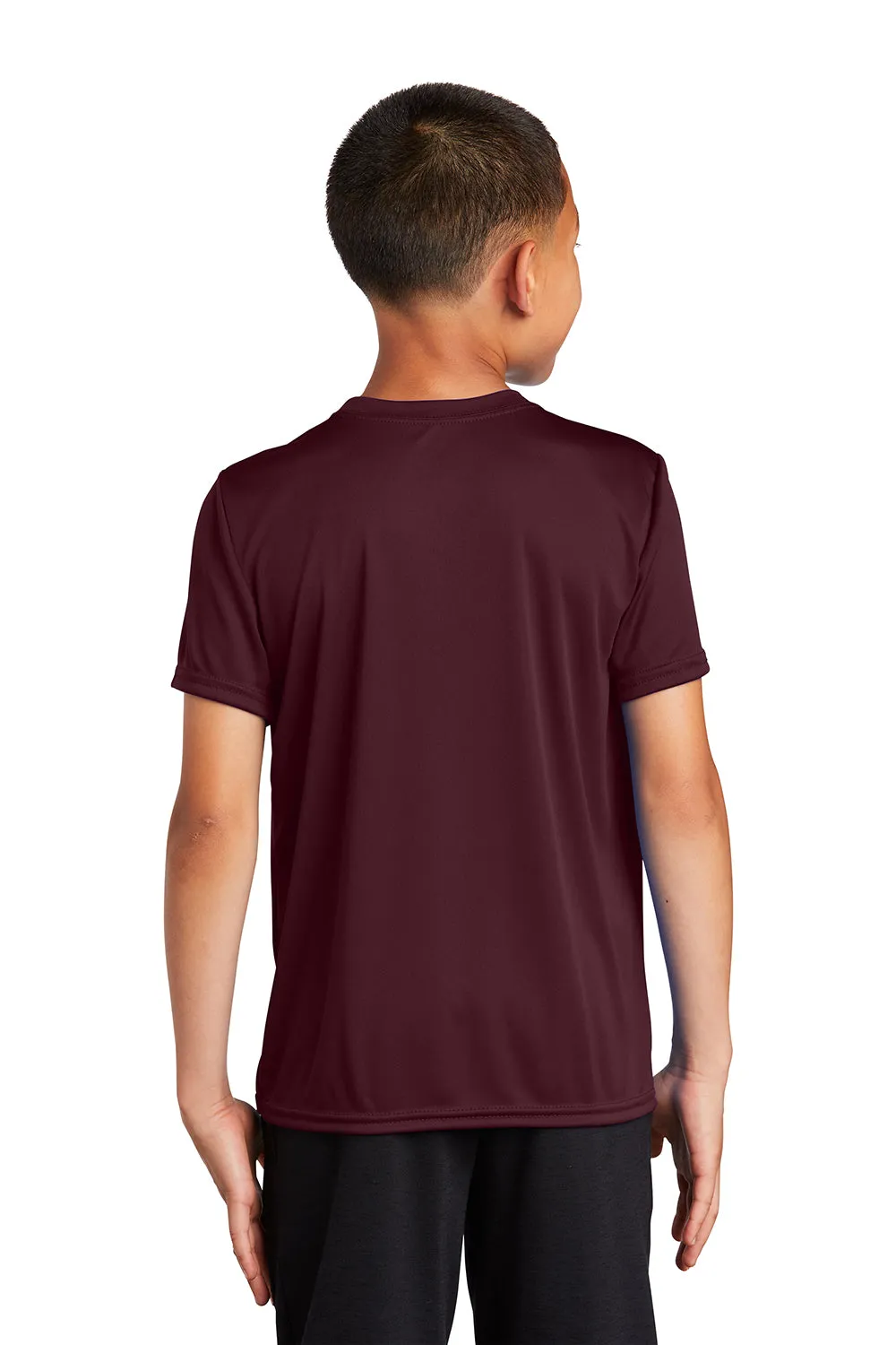 Port & Company Youth Dry Zone Performance Moisture Wicking Short Sleeve Crewneck T-Shirt - Athletic Maroon