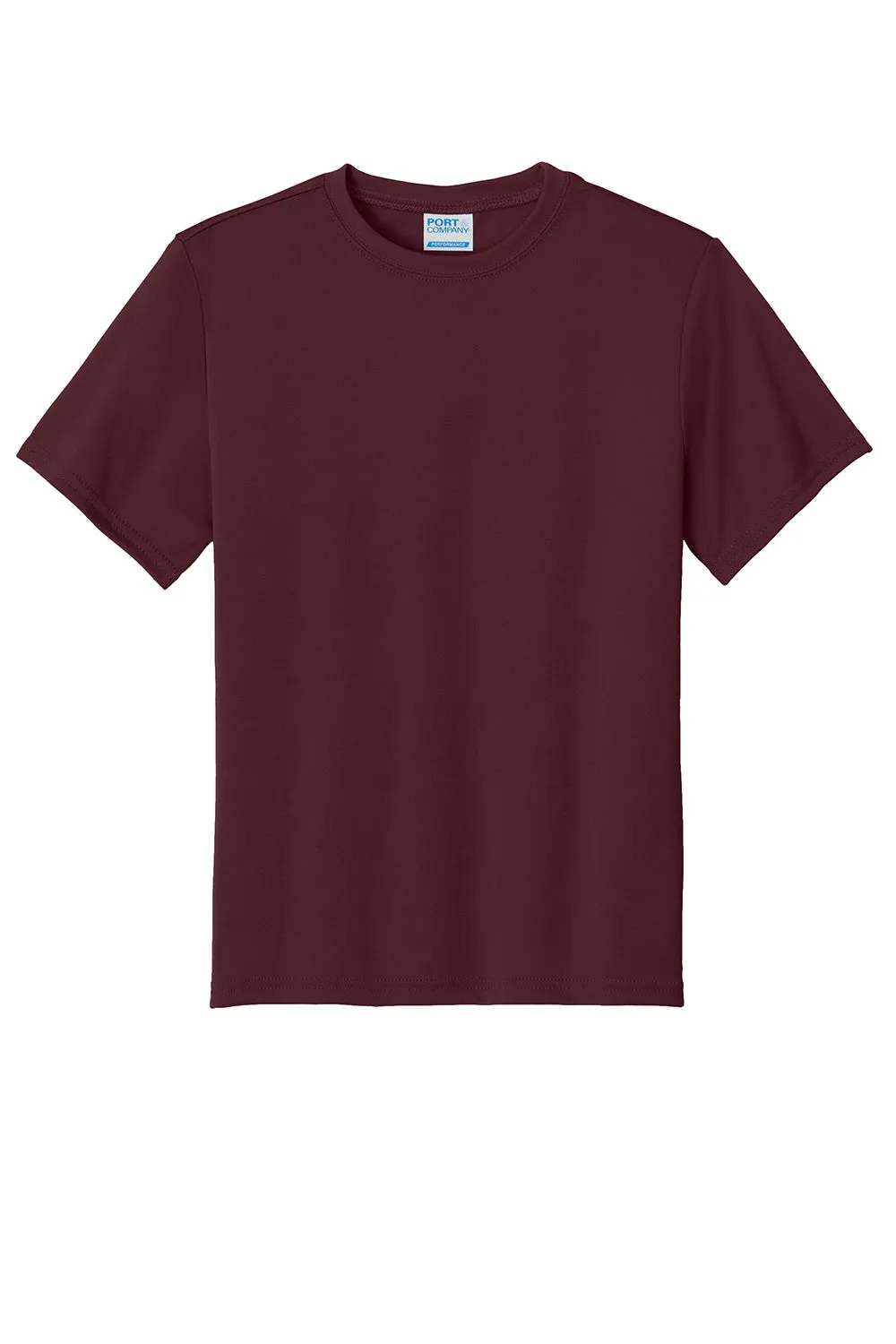 Port & Company Youth Dry Zone Performance Moisture Wicking Short Sleeve Crewneck T-Shirt - Athletic Maroon