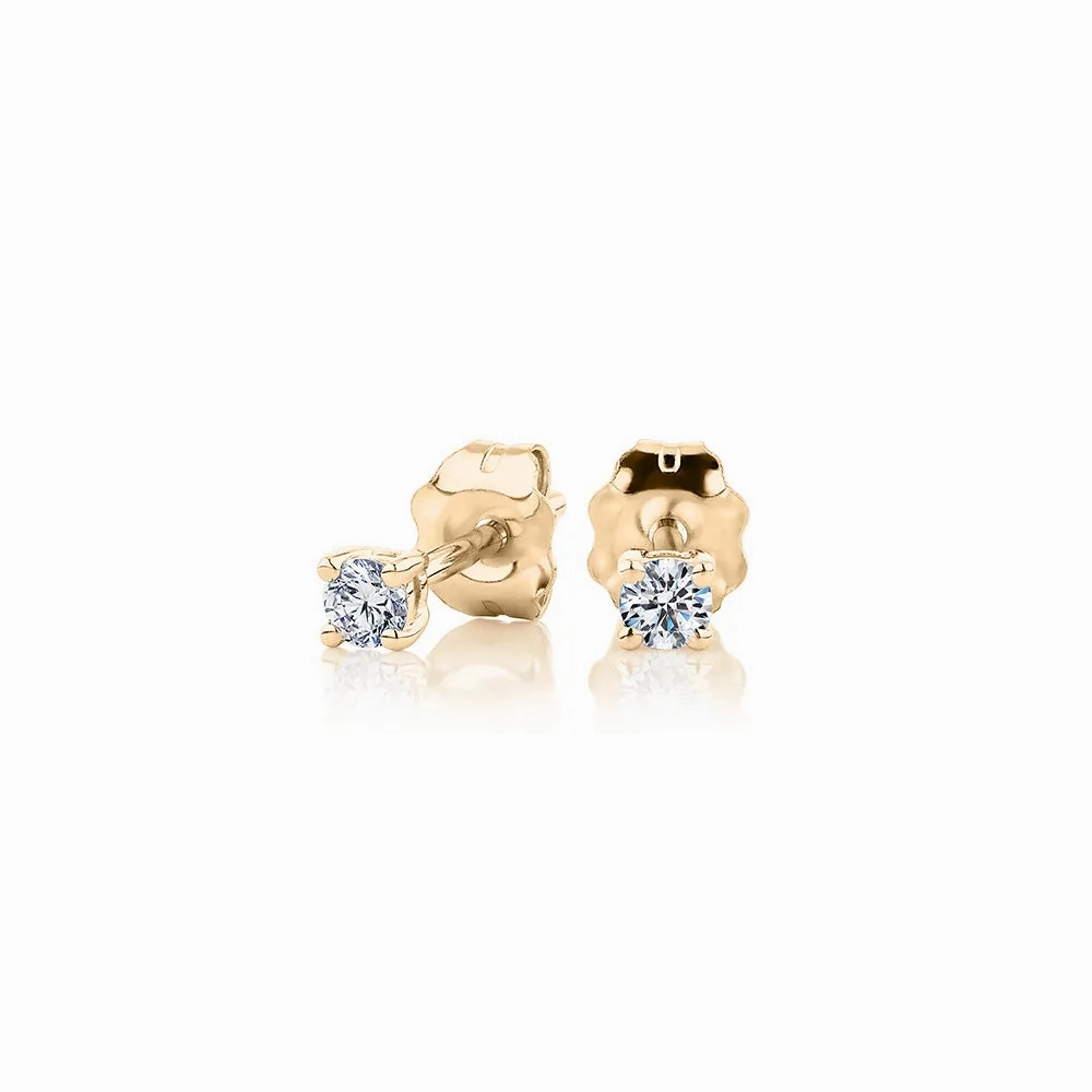 Premium Lab-Grown Diamond, 0.10 carat TW round brilliant stud earrings in 10 carat yellow gold