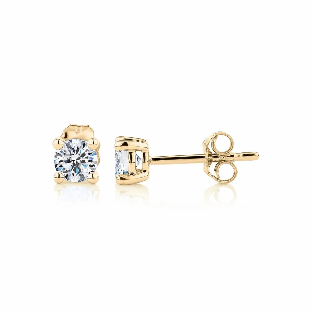 Premium Lab-Grown Diamond, 0.50 carat TW round brilliant stud earrings in 10 carat yellow gold