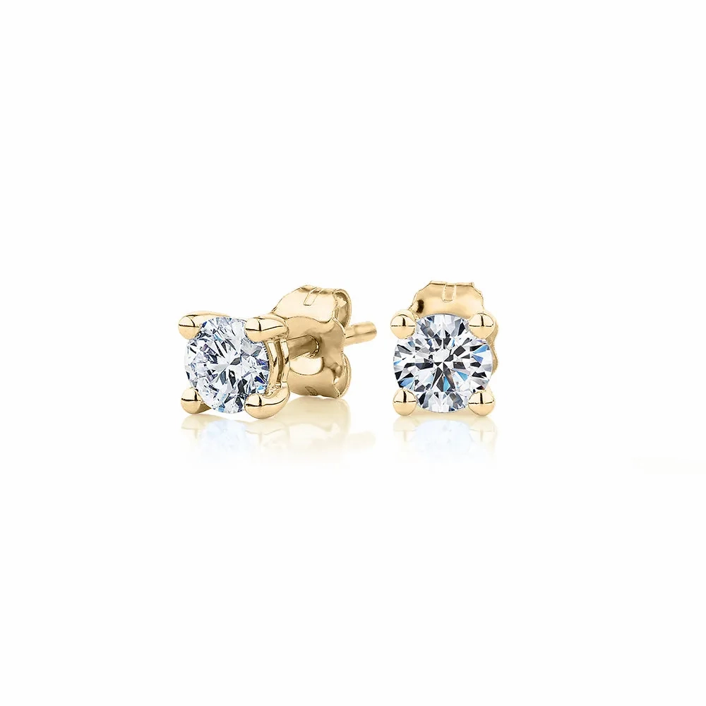 Premium Lab-Grown Diamond, 0.50 carat TW round brilliant stud earrings in 10 carat yellow gold