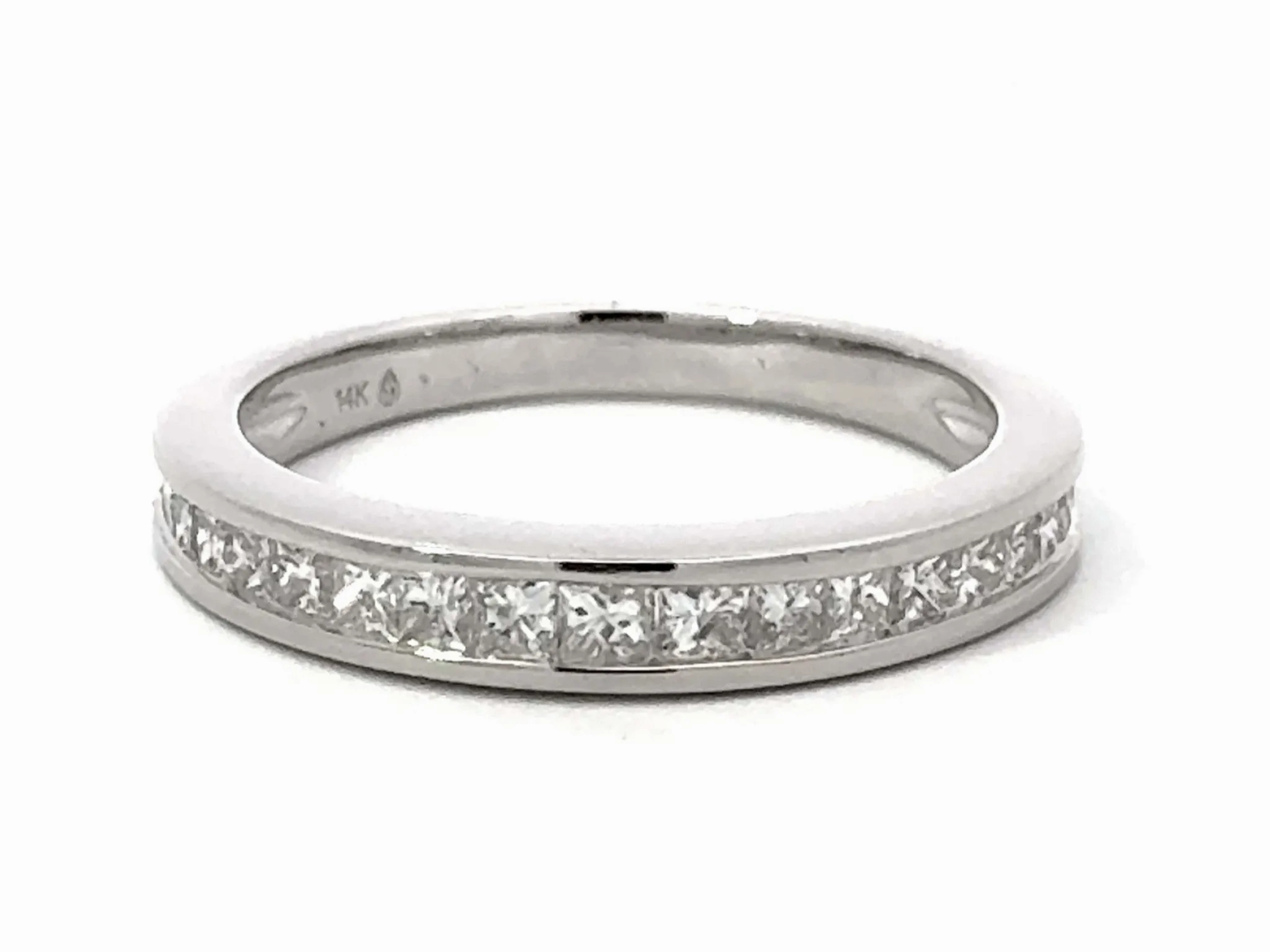 Princess Cut Channel Set Diamond Band Ring 14k White Gold