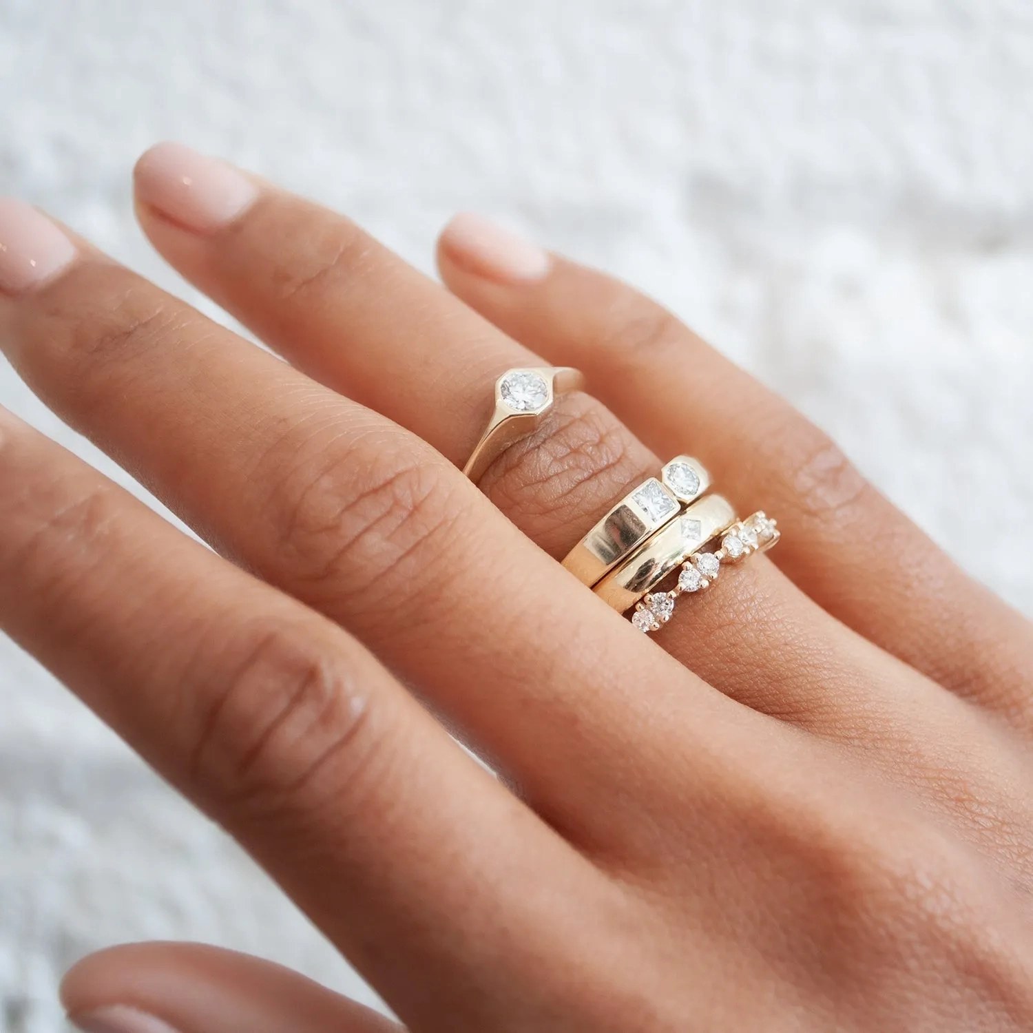 Princess Cut Diamond Dyad Signet Ring