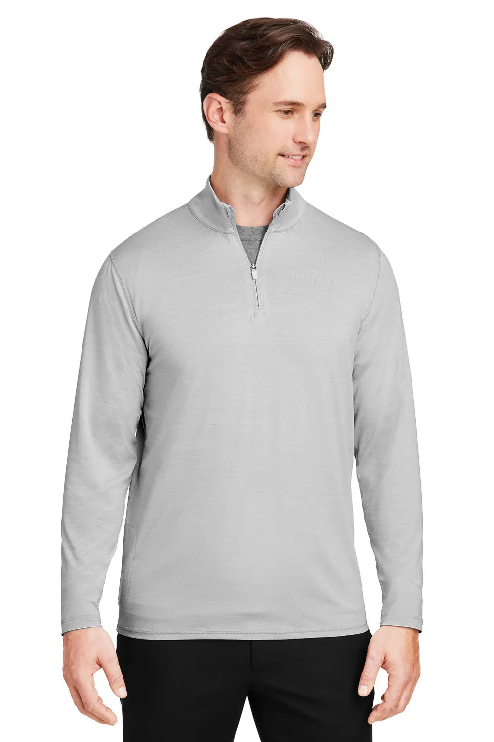 Puma Mens Cloudspun Moisture Wicking 1/4 Zip Sweatshirt - Heather High Rise Grey