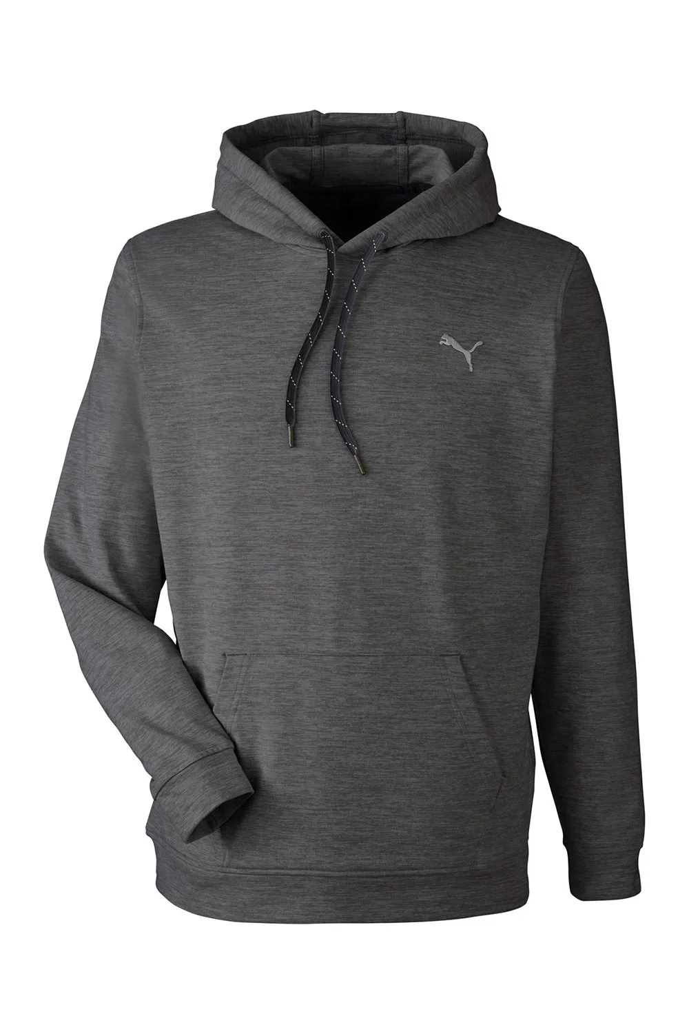 Puma Mens Cloudspun Moisture Wicking Hooded Sweatshirt Hoodie w/ Pouch Pocket - Heather Black