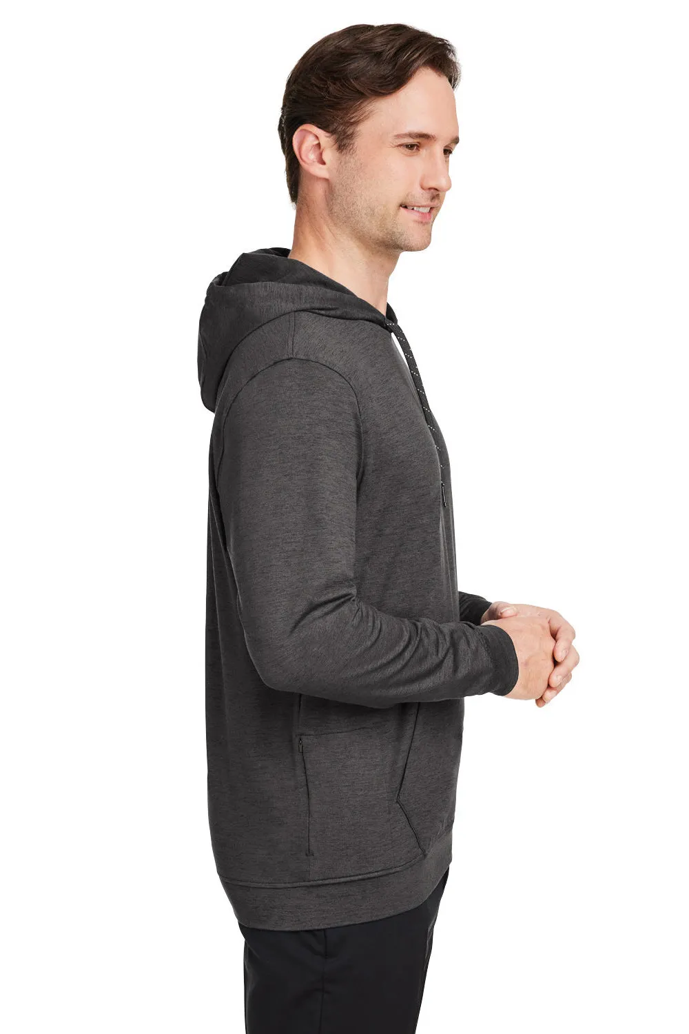 Puma Mens Cloudspun Moisture Wicking Hooded Sweatshirt Hoodie w/ Pouch Pocket - Heather Black