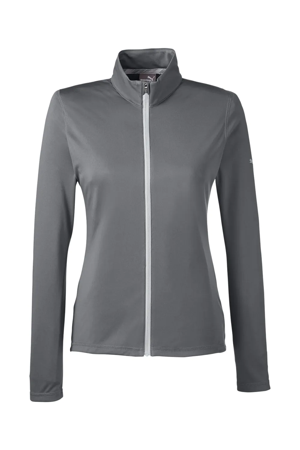 Puma Womens Icon Performance Moisture Wicking Full Zip Sweatshirt - Quiet Shade Grey