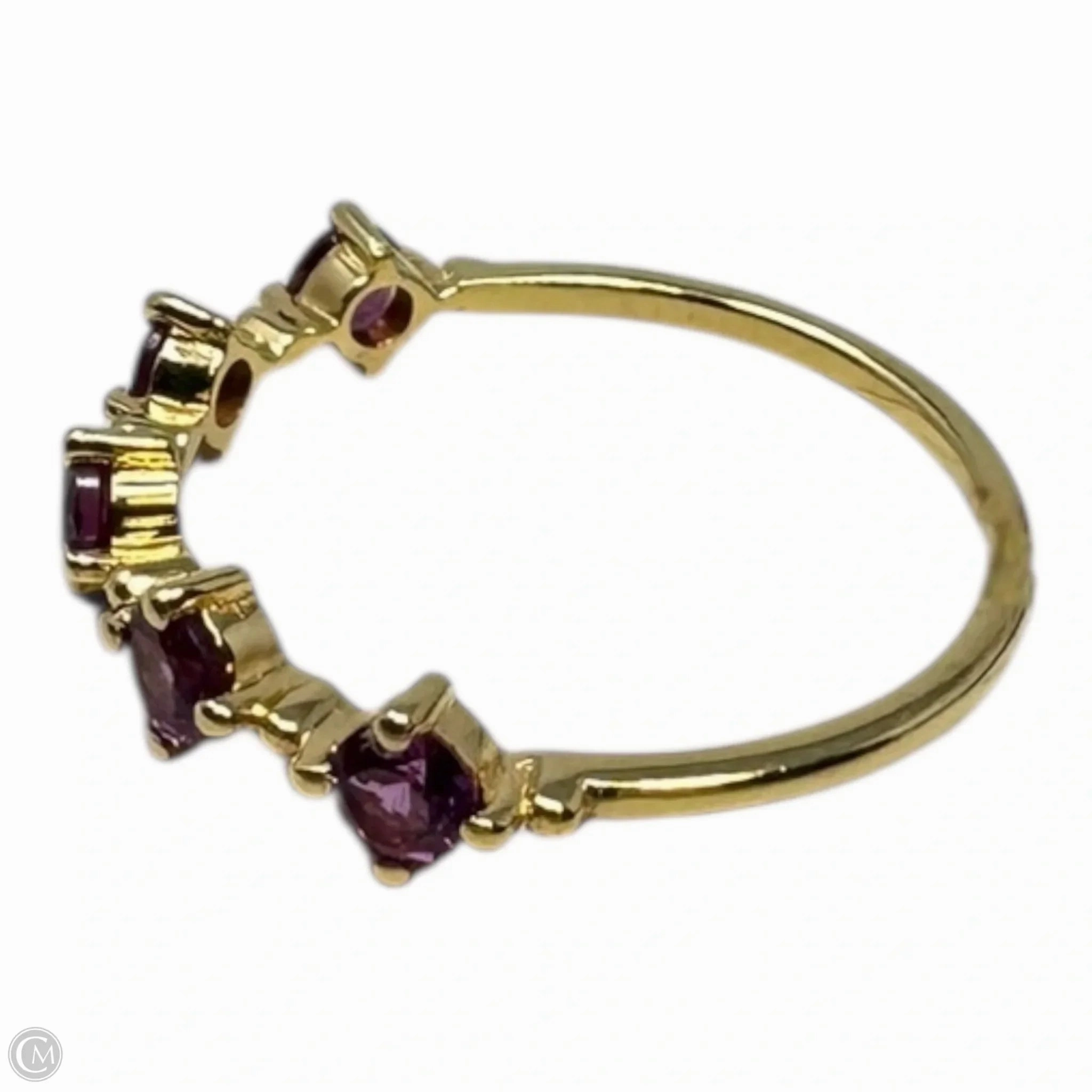Purple & Gold Ring Sterling Silver, Size: 7