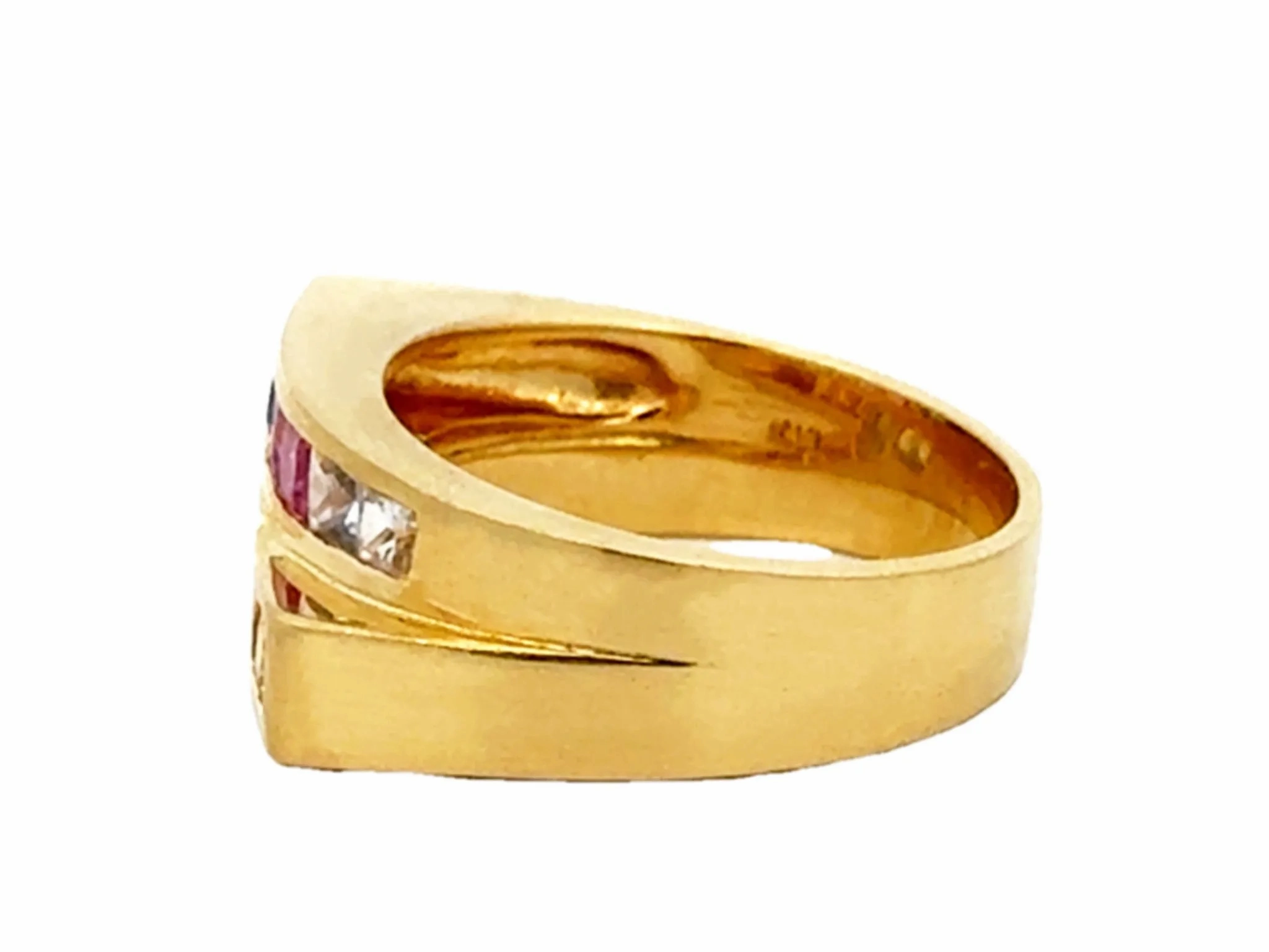 Rainbow Sapphire Ring 18k Yellow Gold